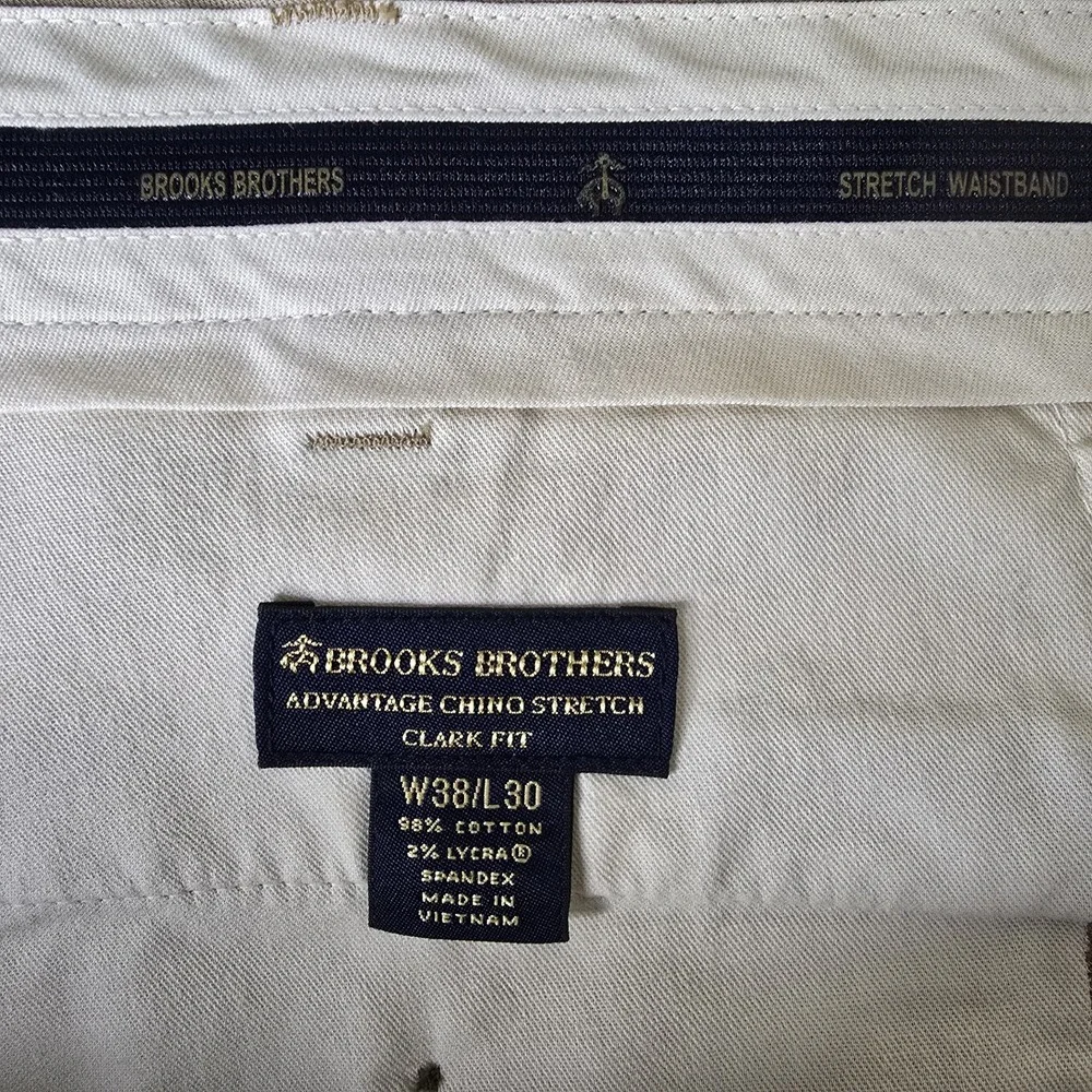 Brooks Brothers Pants Men 38x30 Beige Advantage Chino Stretch Clark Fit Straight